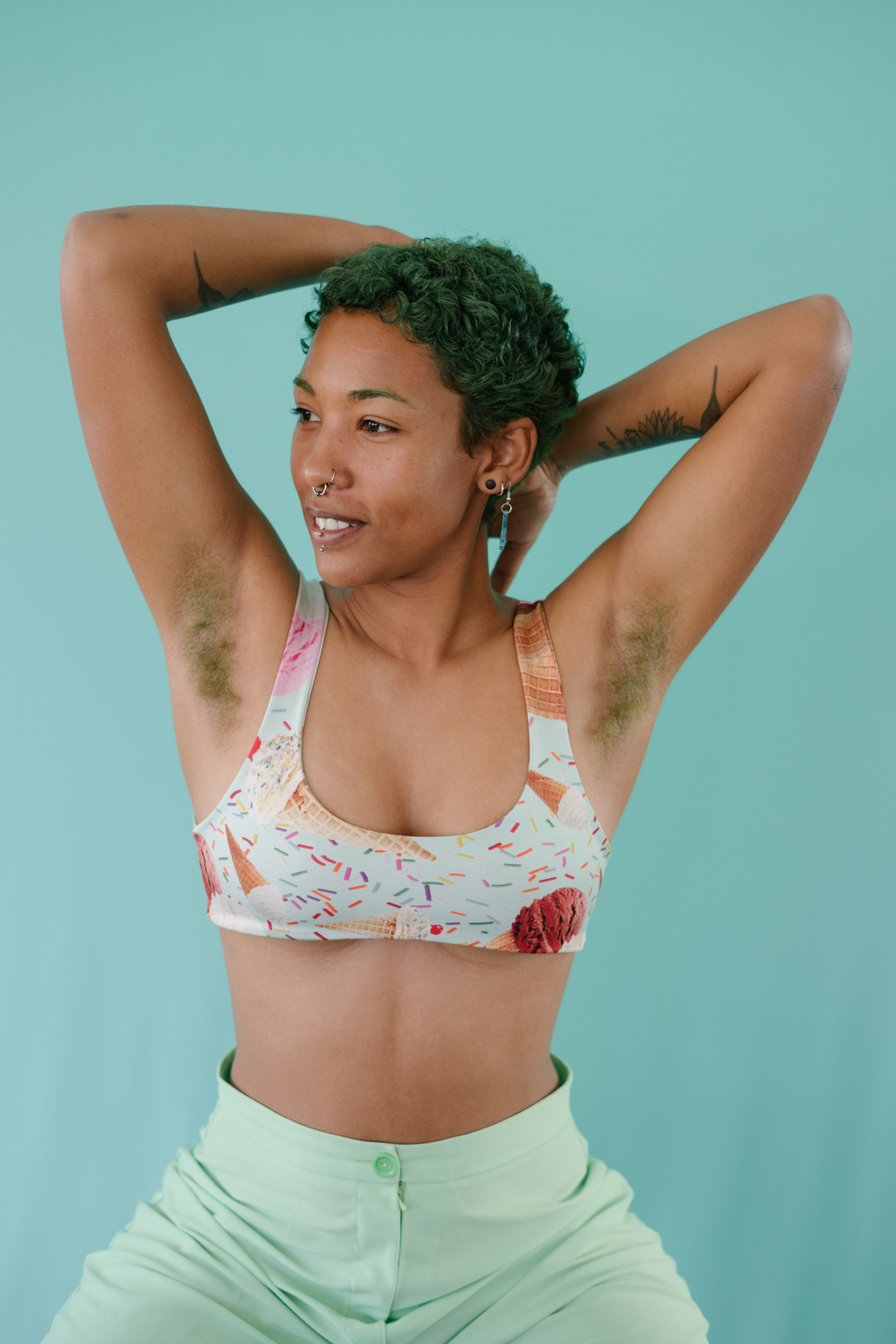 Proud Woman with Hair on Armpit